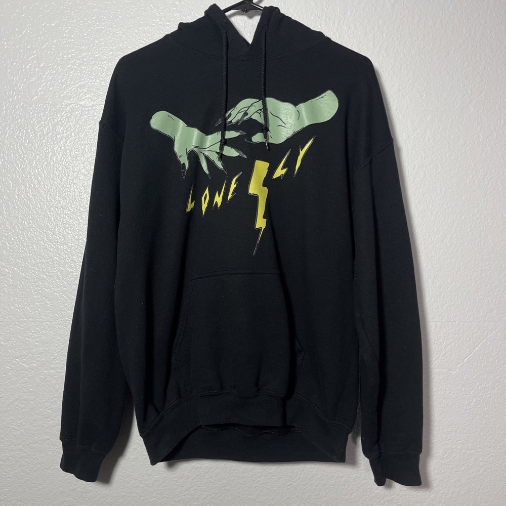 Lonely Ghost Hoodie Men Black Pullover Lonely Zombie‎ Hands Lightning M Medium